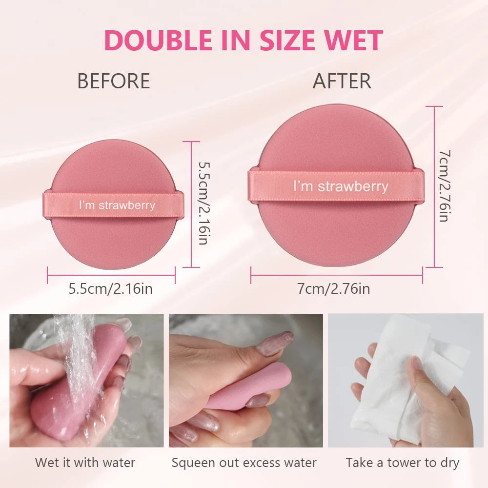 Karsyngirl 7Pcs/Box Strawberry Cosmetic Puff Set Double Side Women Soft Makeup Sponge Beauty Make up Powder Tools