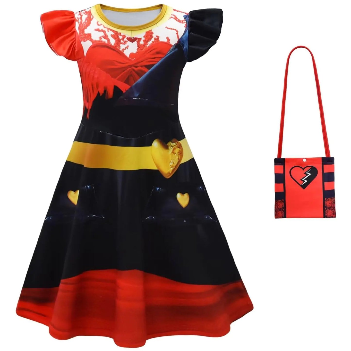 LiuRuiBeenDesign Sleeveless Dress Clothes Kids Children Girls Toddler Cartoon Princess Black with Bag 6-7Year