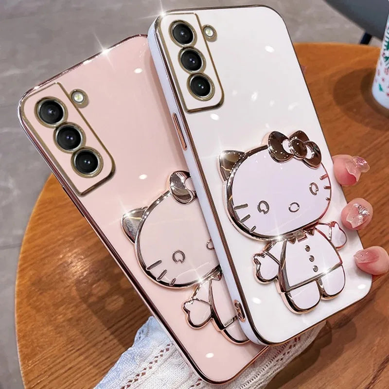 Sanrio Hello Kitty Rotatable Folding Stand with Cosmetic Mirror, Make-up Artifact for Going Out, Welfare for Lazy People