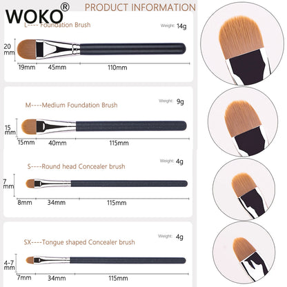 4 Types Sizes Upgraded Ultra-thin Foundation Concealer Makeup Brush Professional Liquid Foundation Cream Concealer Make-up Tool