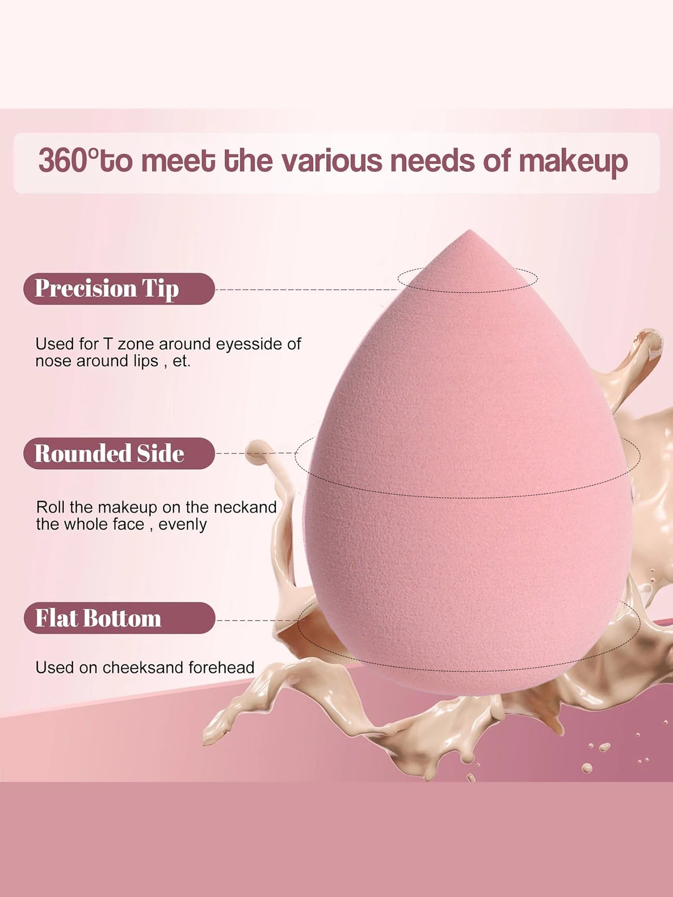 4/8 Foundation Blender; Cosmetics Sponge; Smooth Foundation; Concealing Beauty Sponge; Makeup Blender;