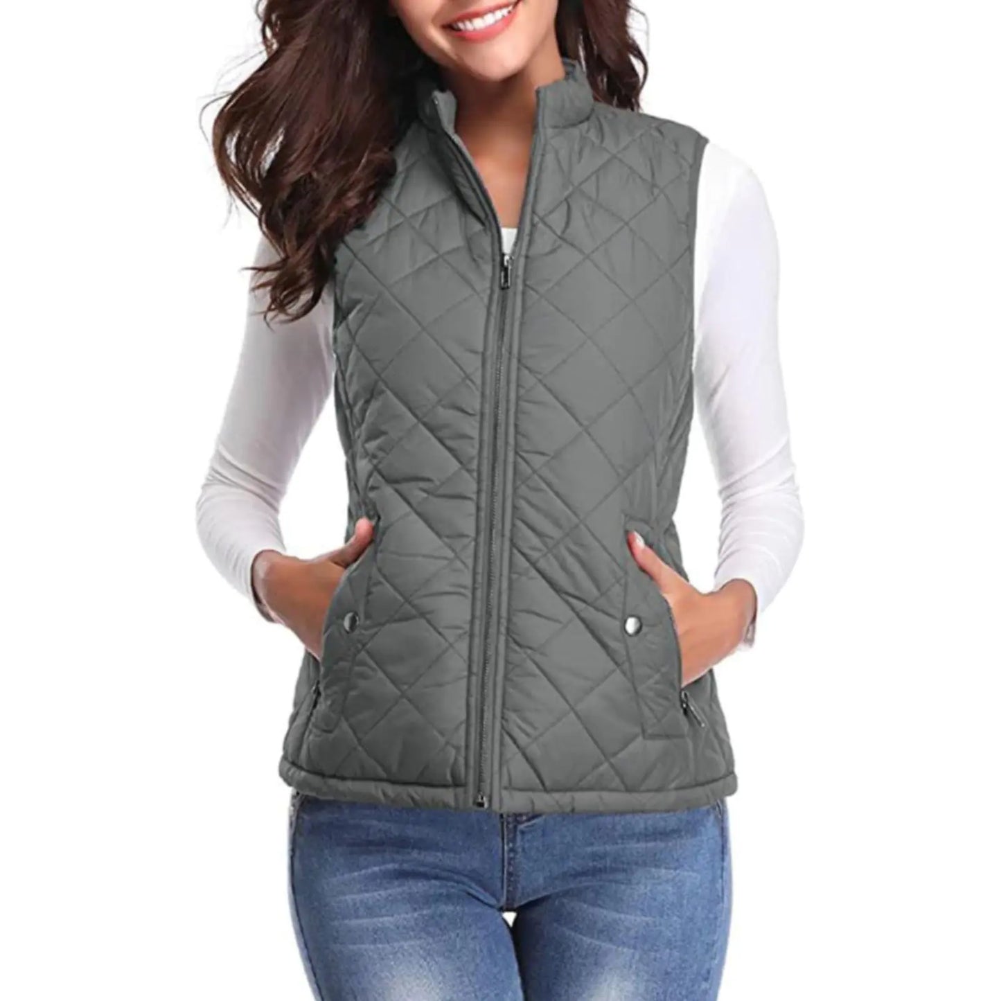 Vest For Women Womens Puffer Vest Long Puffer Vest Women Thanksgiving Outfit Women Womens Vests Outerwear Cropped Puffer Vest Women Black Puffer Vest Women Grey L