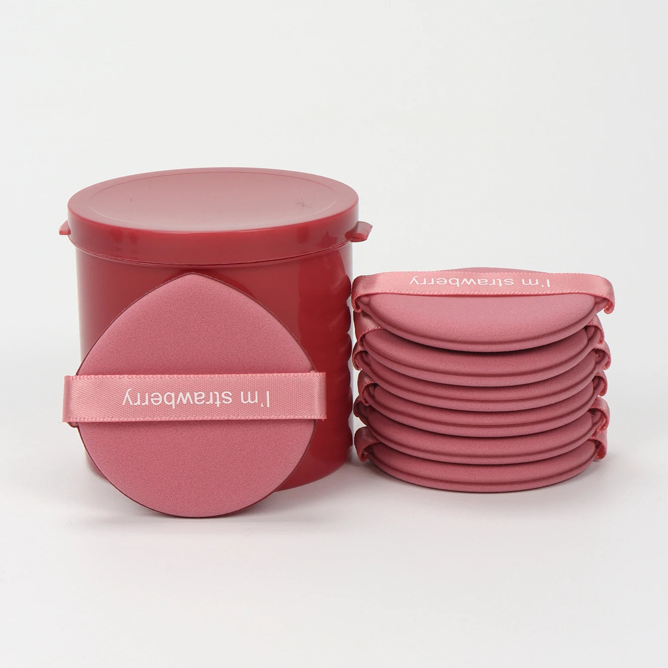 Karsyngirl 7Pcs/Box Strawberry Cosmetic Puff Set Double Side Women Soft Makeup Sponge Beauty Make up Powder Tools