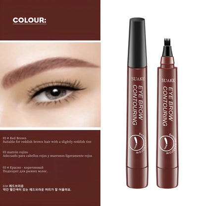 4D Microblading Eyebrow Pen 4 Forks Tip Eyebrow Tattoo Pencil Long Lasting Fine Sketch Liquid Eye Brow Make Up