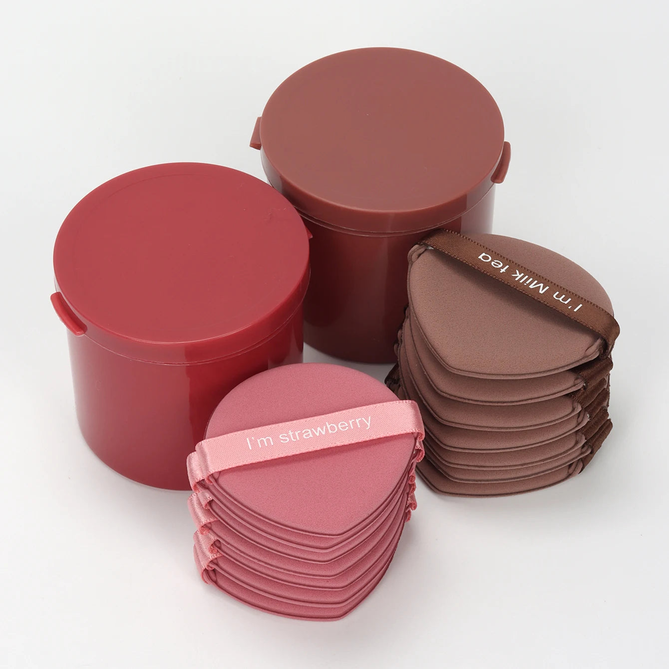 Karsyngirl 7Pcs/Box Strawberry Cosmetic Puff Set Double Side Women Soft Makeup Sponge Beauty Make up Powder Tools