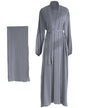 Womens Muslim Dress Three Pieces Set Islamic Prayer Abaya with Hijab Modest Long Sleeve Kaftan Robe