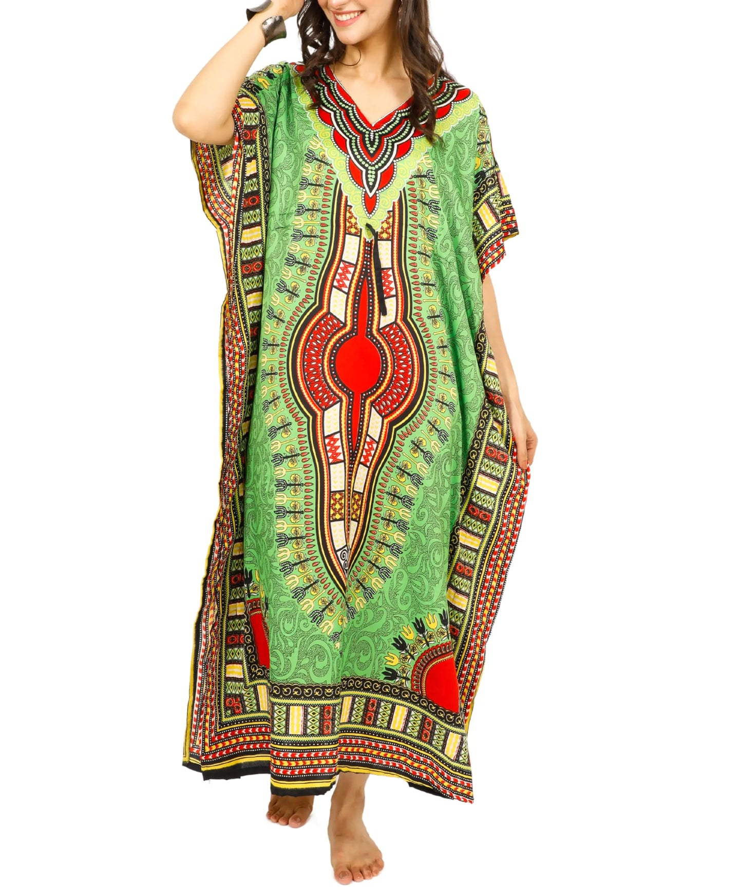 Tengru Women Plus Size Kaftan Beach Cover Up Swimsuit Ladies Long Caftan Kimono Maxi Dress Loungewear African Dashiki