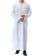 Islamic Mens Clothing Kaftan Maxi-Muslim Male Shirt Long Sleeve Abaya Dubai Cotton (WhiteL)