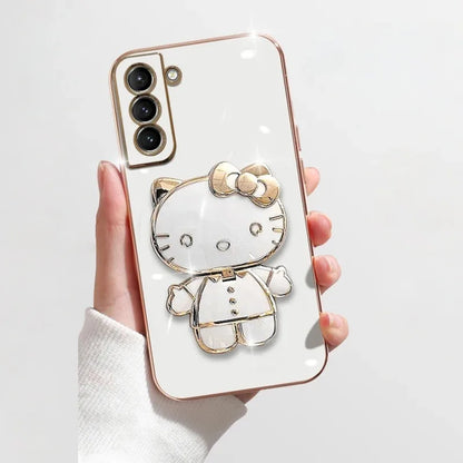 Sanrio Hello Kitty Rotatable Folding Stand with Cosmetic Mirror, Make-up Artifact for Going Out, Welfare for Lazy People