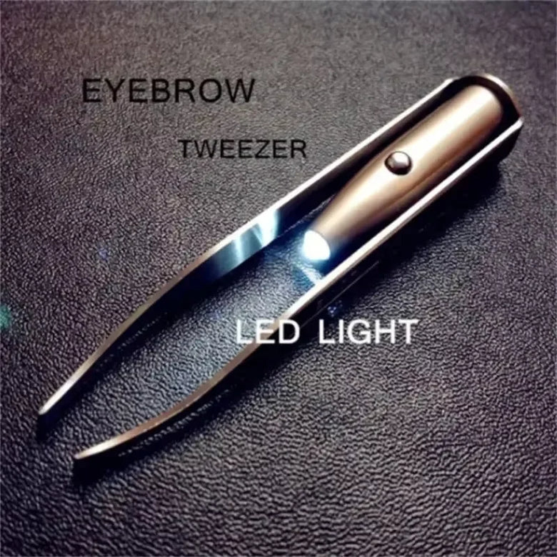 LED Lit Smart Angled Eyebrow Tweezers for Precise Eyebrow Shaping Eyelash Extensions Create Natural Perfect Brows with One Click